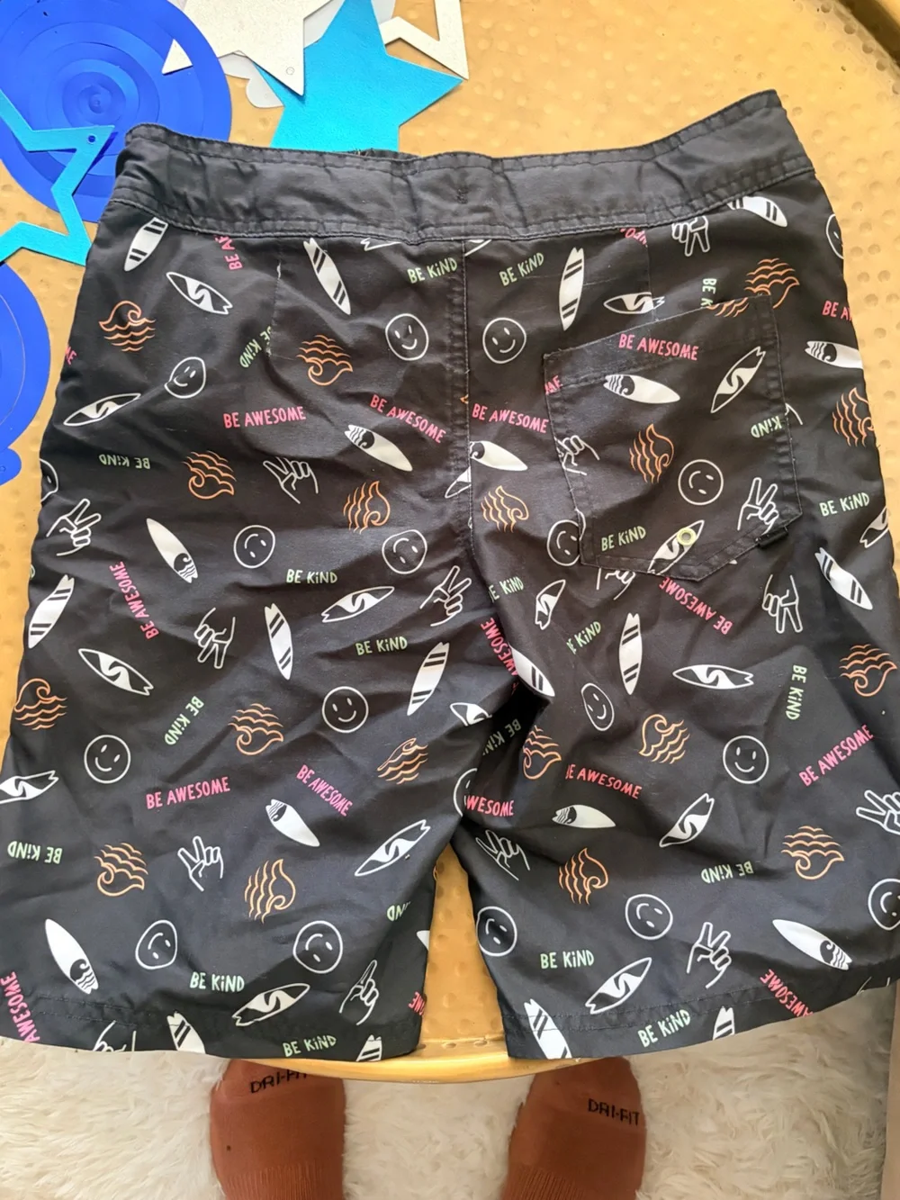 art class Black Mesh-Lined Swim/Active Shorts with Yellow Accent